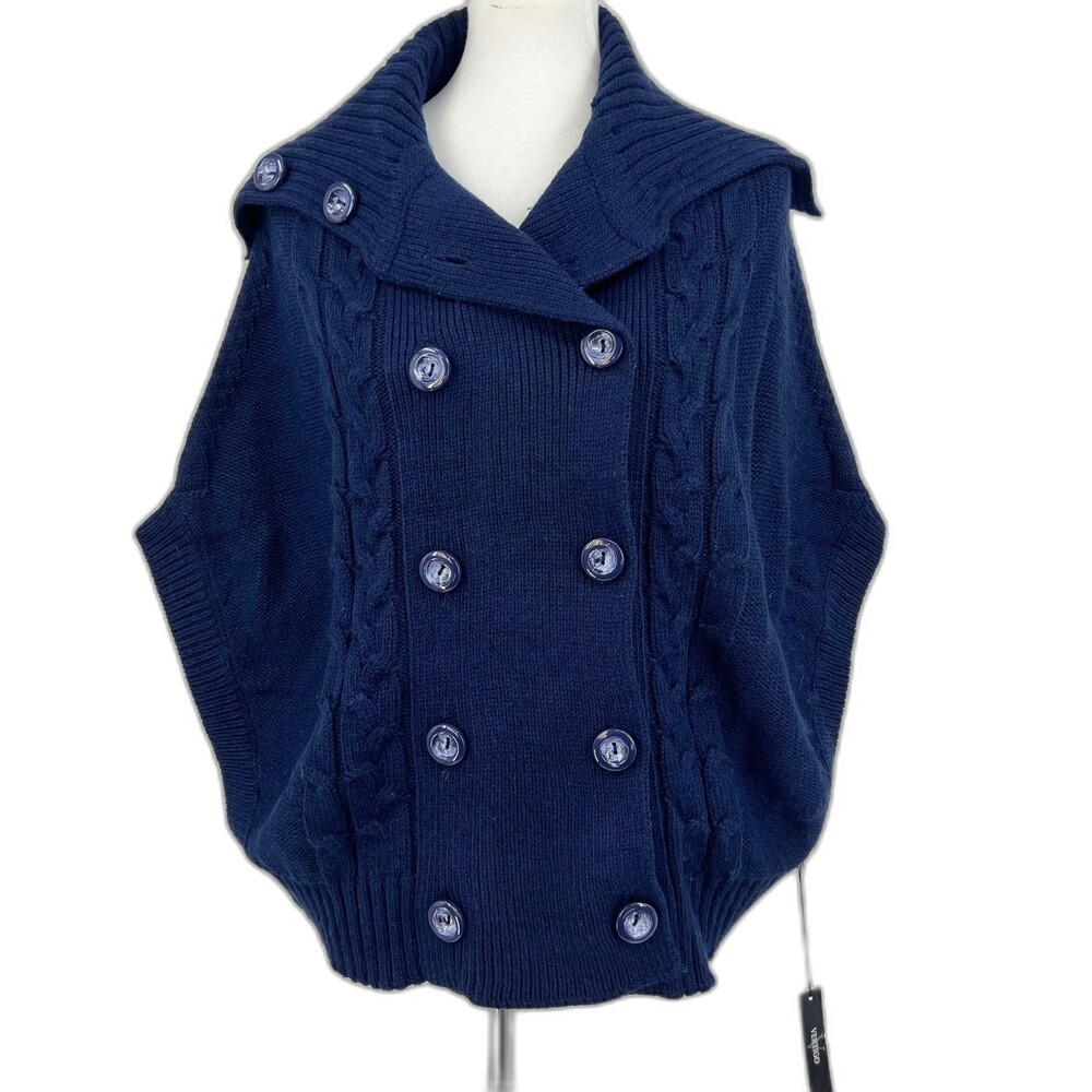 Cape Sweater Women's Sz Large Blue Vertigo Paris Cardigan